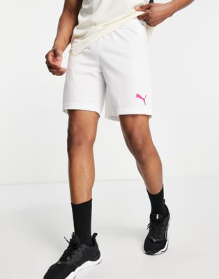 Puma Rise Football shorts in off white and pink | ASOS