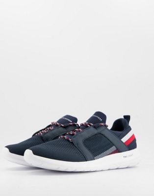 Tommy Hilfiger technical material mix trainers in navy | ASOS