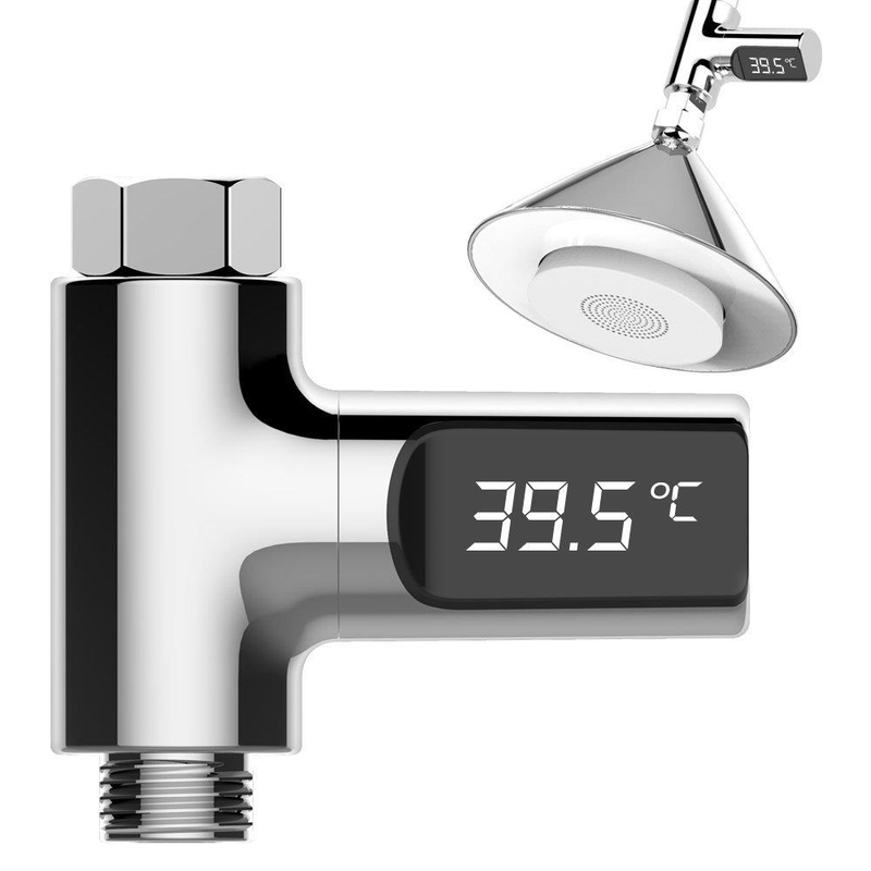 Loskii LW-101 LED Display Home Water Shower Thermometer Flow Self-Generating Electricity Water Temperture Meter Monitor Energy Smart Meter  for Baby Care