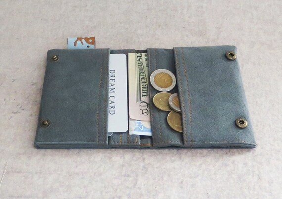 grey wallet, faux leather wallet, vegan wallet, small wallet, slim wallet, cool wallets, thin wallet, cute wallets by Badimyon