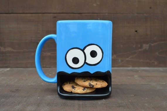 Googly Eyed Monster Ceramic Cookie and Milk Dunk Mug - Made to Order