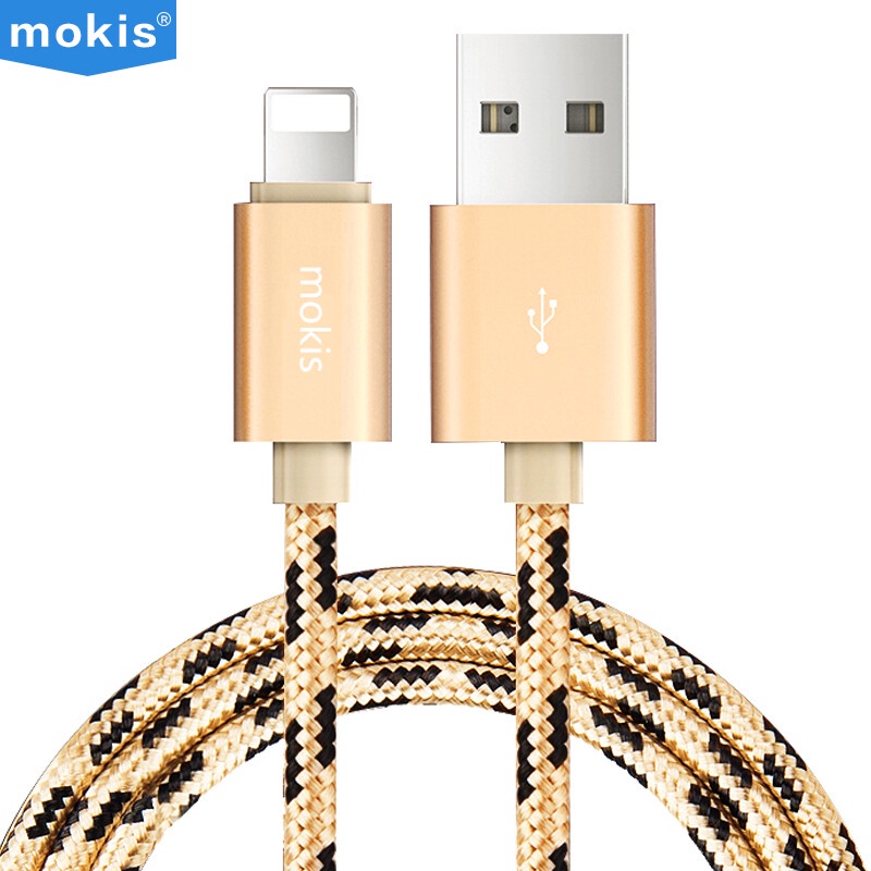 mokis Lightning cable for charging and data transfer, 1 meter, gold - Mobile Phone Cables - Joybuy.com