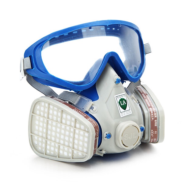 Silicone Full Face Respirator Gas Mask & Goggles Comprehensive Cover Paint Chemical Pesticide Mask Dustproof Fire Escape