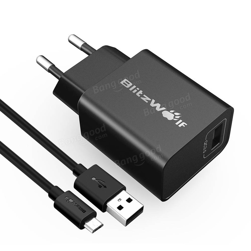 BlitzWolf® BW-S9 18W USB Charger EU US UK AU Adapter With 1m Micro USB Cable