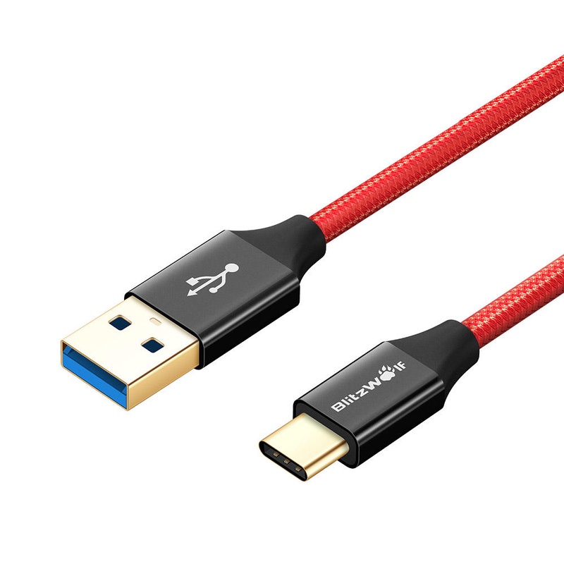 BlitzWolf® AmpCore Turbo BW-TC9 3A Braided Durable USB 3.0 to Type-C Charging Data Cable 3.33ft/1m