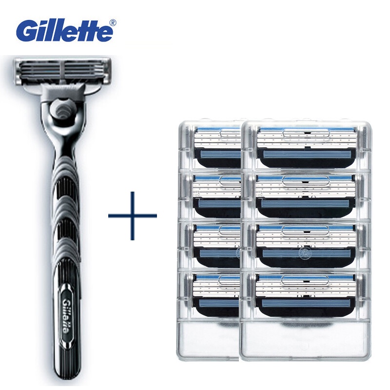 Gillette Mach 3 Razor Blade For Men ( 1 razor + 8 refills )