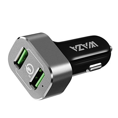 WAZA CY-3601 36W Dual USB Quick Charge 3.0 Car Charger Smart Charge Compatible with Samsung, iPhone, iPad, LG, Pixel, HTC and More