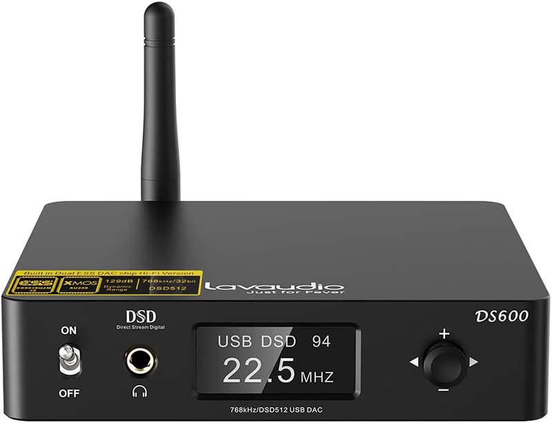 Amazon.com: Lavaudio DS600 Audio DAC HiFi Bluetooth 5.0 Receiver LDAC& AptX HD, USB DAC for PC Headphone Amp 3.5mm, Dual ES9038Q2M XMOS DSD512 32Bit/768Khz, USB/Optical/Coaxial Input, RCA Out for Home Stereo : Electronics
