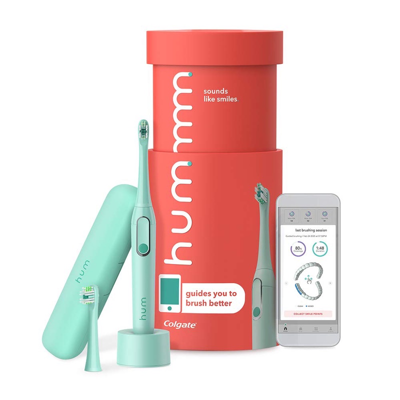 Amazon.com: hum by Colgate Smart Electric Toothbrush Kit, Rechargeable Sonic Toothbrush with Travel Case & Bonus Replacement Brush Head, Teal: Beauty