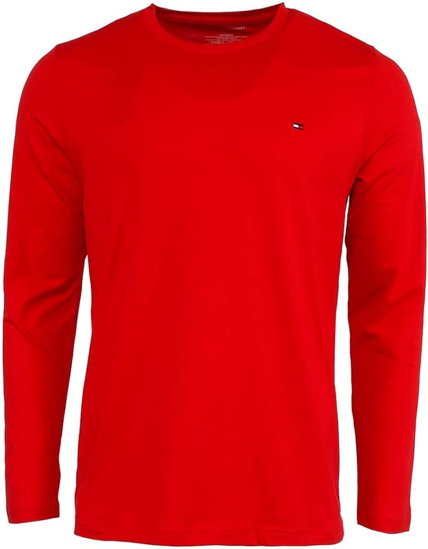 Tommy Hilfiger Men's Core Flag Long Sleeve Crew Mahogany L | Amazon.com
