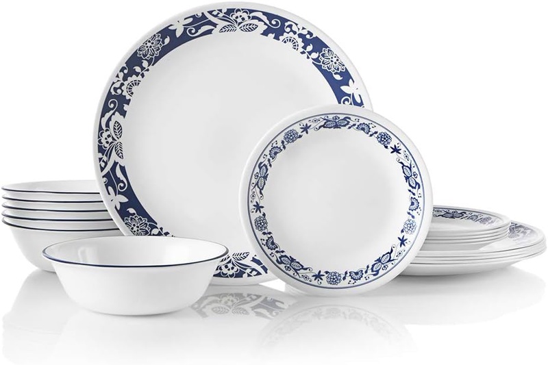 Amazon.com | Corelle 18-Piece Service for 6, Chip Resistant, True Blue Dinnerware Set: Dinnerware Sets