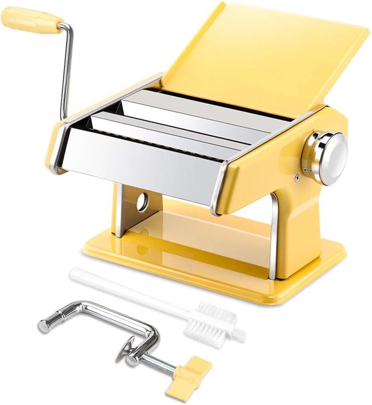 Amazon.com: elabo Pasta Maker Machine - Stainless Steel Roller and Cutter- 7 Adjustable Thickness Settings Noodles Maker with Hand Crank, Perfect for Spaghetti, Fettuccini, Lasagna or Dumpling Skins : Home & Kitchen