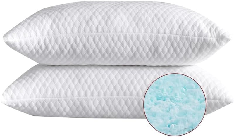 Amazon.com: NTCOCO Shredded Memory Foam Bed Pillows for Sleeping Queen Size Set of 2,with Washable Removable Hypoallergenic Sleep Pillow for Back and Side Sleeper : Home & Kitchen