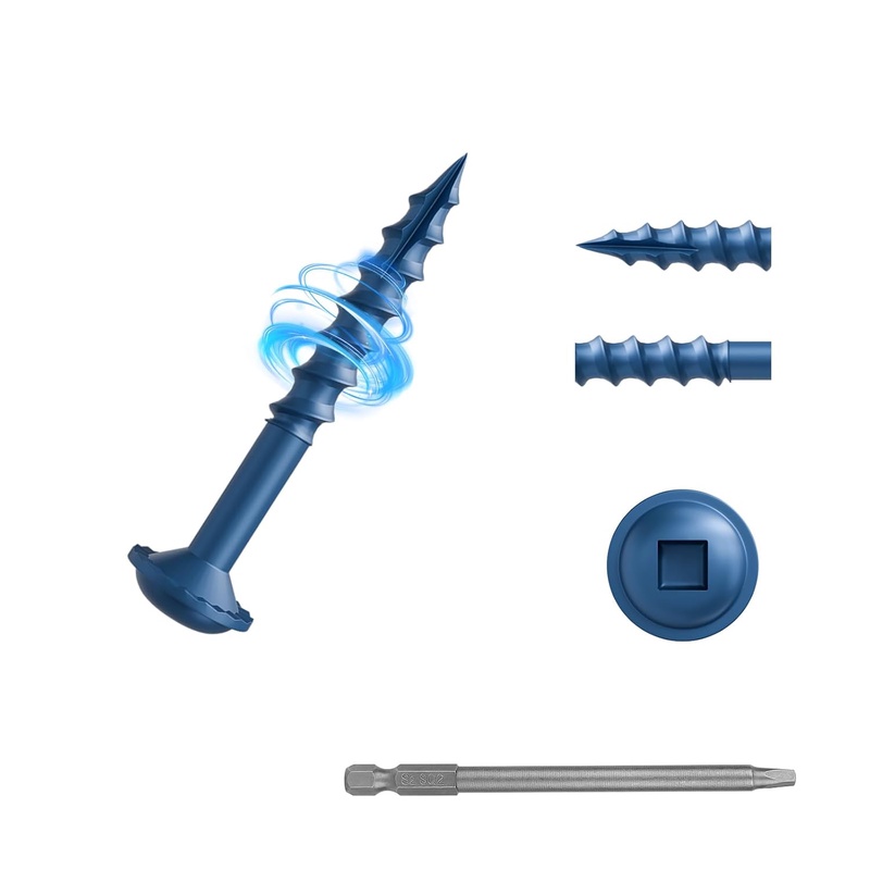 Amazon.com: Kryonix Pocket Hole Screws 8#-1 1/4inch, 300Pcs Coarse Thread Anti-Rust Blue Coated Wood Screws, Exterior Wood Screws with Self-Tapping Tip,Washer Head with Square Drive, 150MM Drive Bit Included : Industrial & Scientific