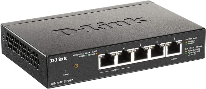Amazon.com: D-Link 5-Port Gibabit Smart Managed PoE Powered Switch/Extender | 2 PoE Ports (requires PoE Power)| L2 | VLANs| Web Managed |Desktop| Fanless | NDAA Compliant | Lifetime Warranty (DGS-1100-05PDV2) : Electronics