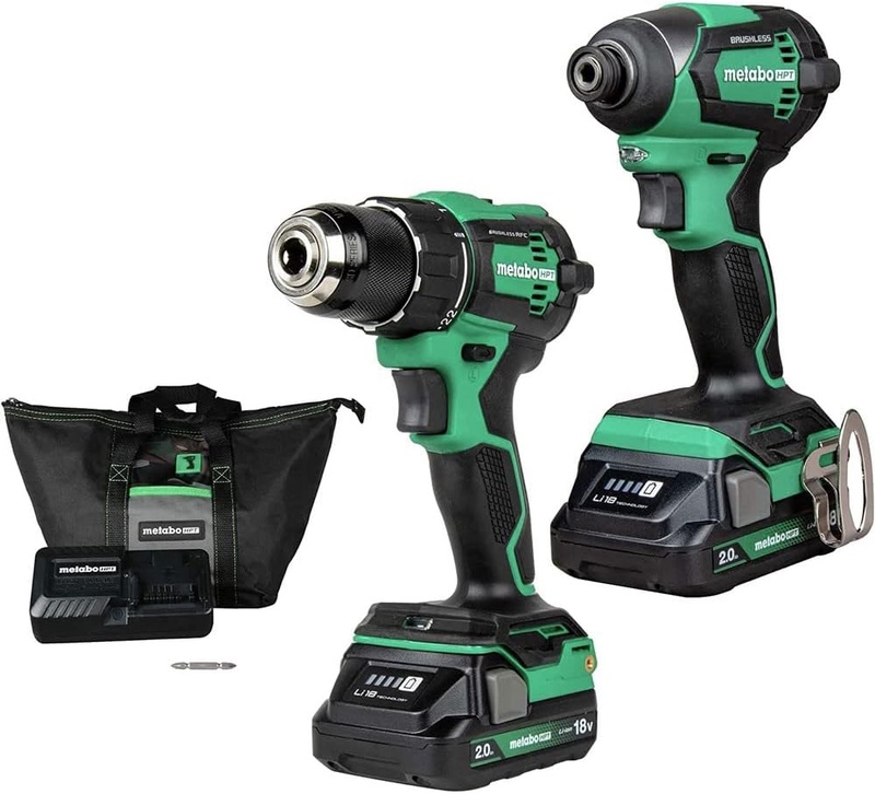 Metabo HPT 18V MultiVolt™ Cordless Brushless Driver Drill & Impact Driver Combo Kit | Includes 2-18V 2.0Ah Batteries | Lifetime Tool Warranty | KC18DEXQB - Amazon.com