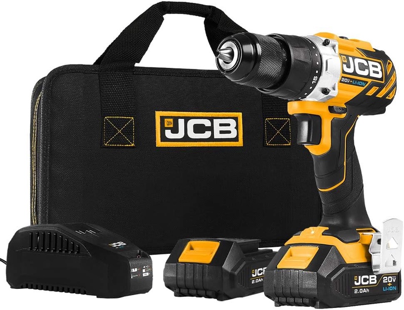 Amazon.com: JCB Tools - JCB 20V Cordless Brushless Drill Driver Power Tool - With 2 x 2.0Ah Batteries And Charger - Variable Speed - Forward And Reverse Rotation - For Long Screw Woodwork, And Removing Bolts : Everything Else