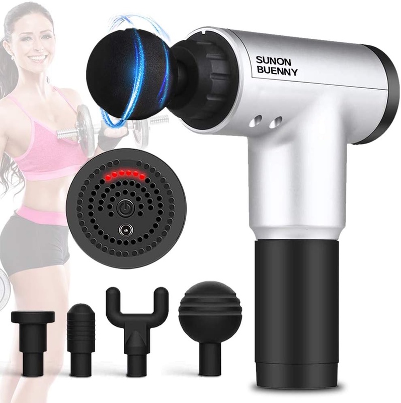 Amazon.com: Deep Tissue Percussion Massage Gun for Athletes, 6 Adjustable Speed 4 Detachable Head, Super Quiet Portable Cordless Handheld Massager Gun for Muscles Deep Relaxation，Pain Relief(Silver) : Health & Household