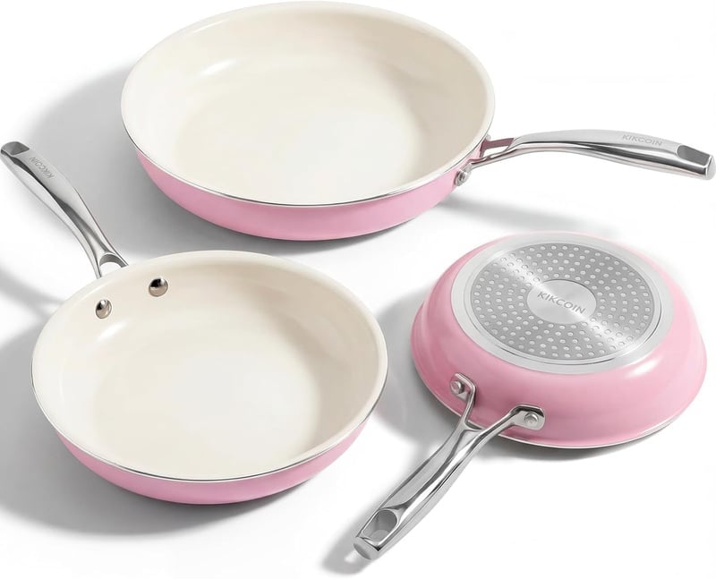 Amazon.com: Kikcoin NONSTICK Frying Pans Set - Ceramic Frying Pans with Stay Cool Handle - 3 Sizes Versatile Frying Pans for Cooking (8+9.5+11 inch) - Induction Ready, Oven Safe: Home & Kitchen