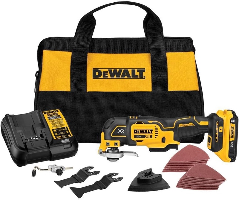 DEWALT 20V Oscillating Tool, Cordless, Wood Blades, Sandpaper, Tool Bag, Battery and Charger Included (DCS356SD1) - Amazon.com