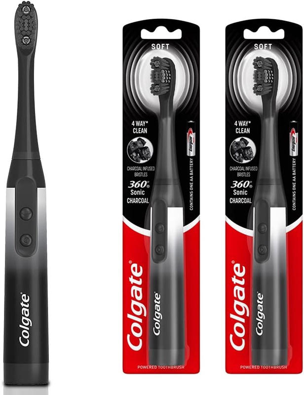 Amazon.com: Colgate 360 Charcoal Sonic Powered Battery Toothbrush, Pack of 2 : Everything Else