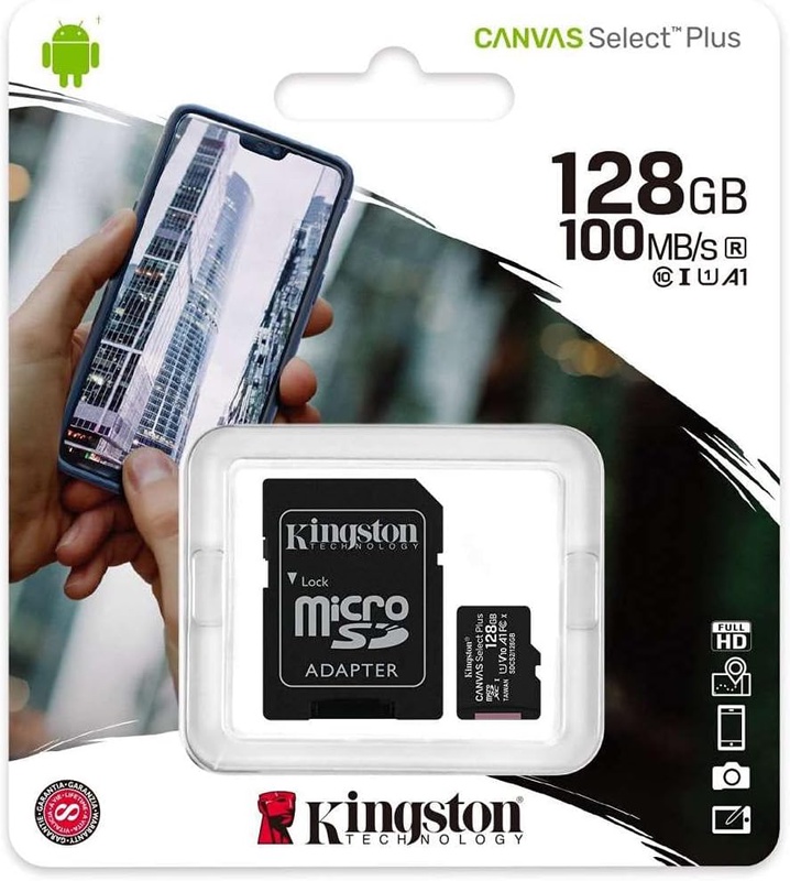 Amazon.com: Kingston 128GB microSDXC Canvas Select Plus 100MB/s Read A1 Class 10 UHS-I Memory Card + Adapter (SDCS2/128GB) : Electronics