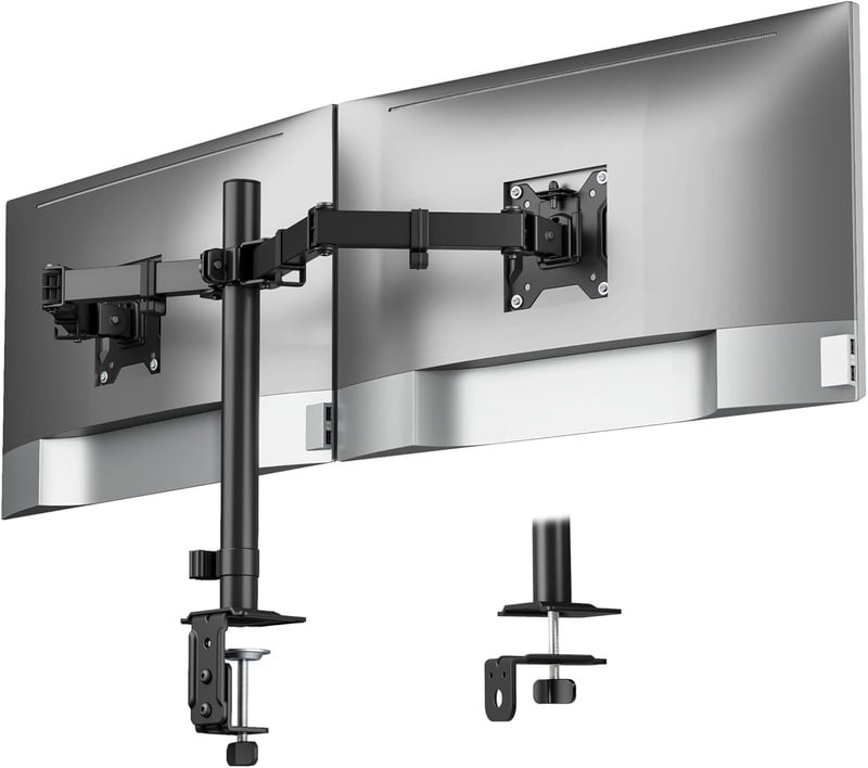 Amazon.com: monTEK Heavy-Duty Dual Monitor Stand for 17-32", 22 lbs Each | Adjustable dual monitor mount, full-motion arms, clamp/grommet bases, cable management and VESA 75/100 : Electronics