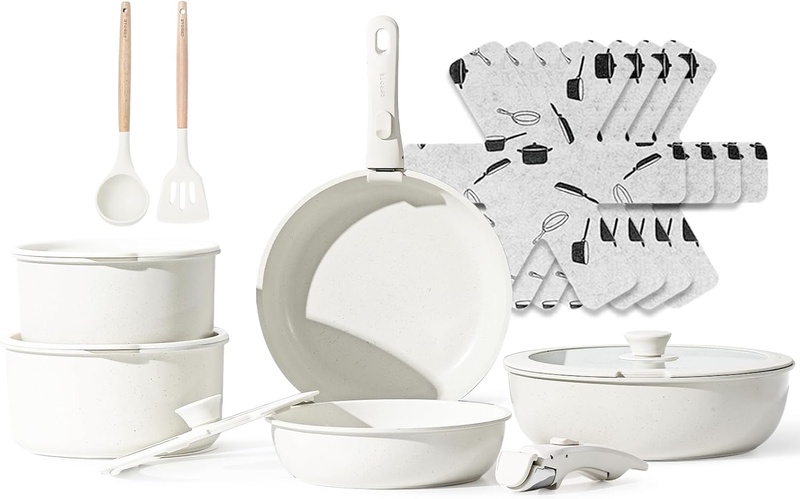 Amazon.com: CAROTE 17pcs Pots and Pans Set, Nonstick Cookware Set Detachable Handle, Induction Kitchen Cookware Sets Non Stick with Removable Handle, RV Cookware Set, Pots and Pans : Clothing, Shoes & Jewelry