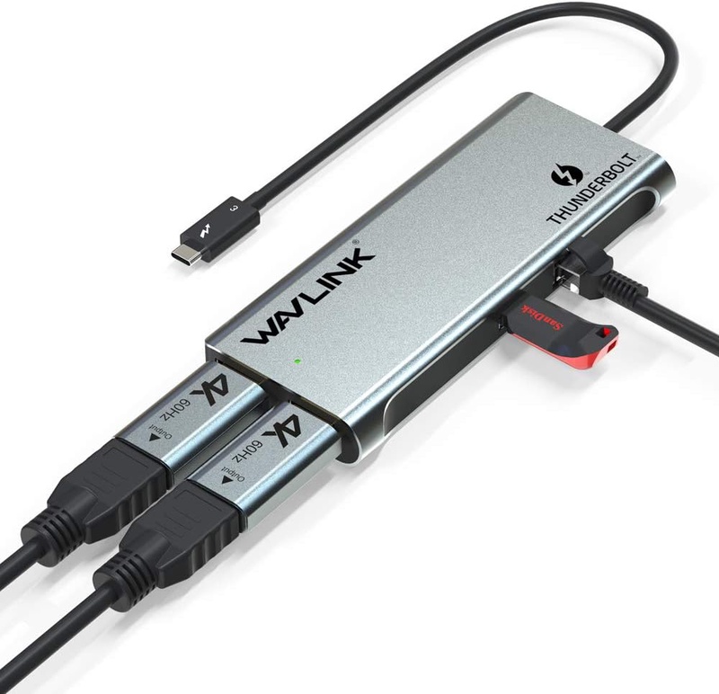 Amazon.com: WAVLINK Thunderbolt 3 Dual 4K Docking Station | Dual DisplayPort/HDMI Thunderbolt Single 5K@60Hz Adapter |5Gbps USB 3.0 Type A & Gigabit Ethernet for MacOS and Windows Laptop : Electronics