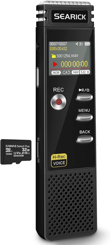 Amazon.com: Voice Recorder, Searick 48GB 3343 Hours Portable Voice Activated Recorder with MP3 Player, USB Charge, Variable Speed and Password, Upgraded Mini Digital Tape Recorder for Lectures, Meetings : Electronics