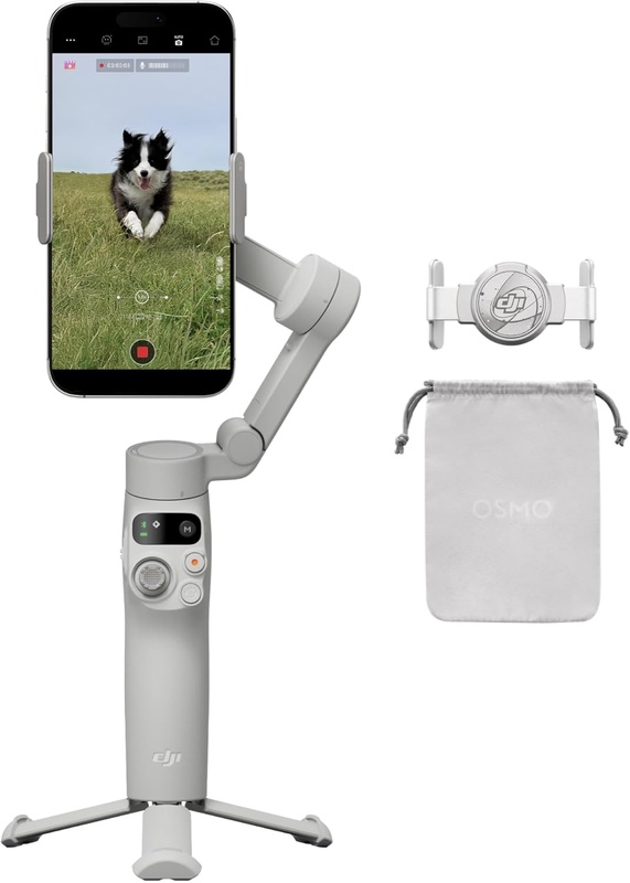 Amazon.com: DJI Osmo Mobile 7 Gimbal Stabilizer for iPhone, Android, Built-in Tripod, Portable Stabilizer for iPhone, Selfie Stick, 3-Axis Phone Gimbal, ActiveTrack 7.0, One-Tap Edit, 10hrs Use, Phone Charging : Cell Phones & Accessories