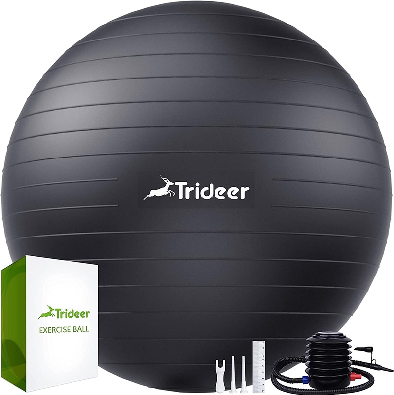 Amazon.com: Trideer Extra Thick Yoga Ball Exercise Ball, 5 Sizes Ball Chair, Heavy Duty Swiss Ball for Balance, Stability, Pregnancy and Physical Therapy, Quick Pump Included : Sports & Outdoors