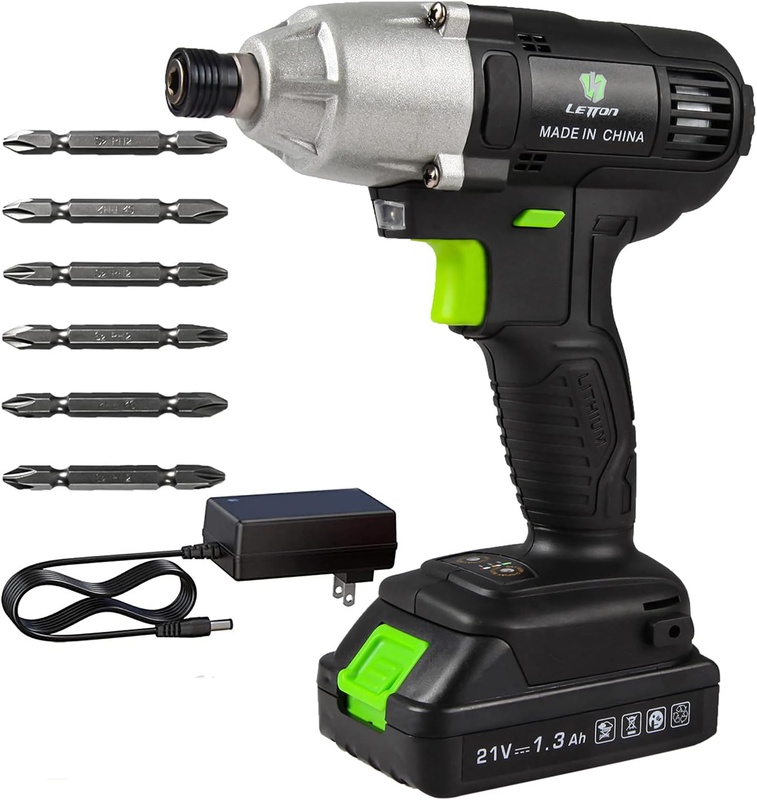 Letton Power Impact Driver Kit 21V Lithium Ion,1/4
