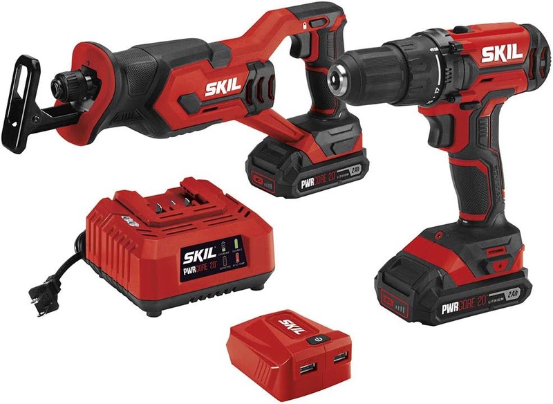 SKIL 2-Tool Combo Kit: 20V Drill Driver and Reciprocating Saw, Includes Two 2.0Ah Lithium Batteries, PWRAssist USB Charging Adapter and One Charger - CB739401 - Amazon.com