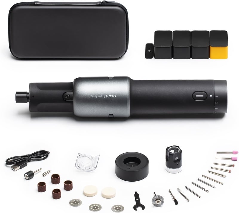 HOTO 4V Cordless Rotary Tool Kit, Upgraded Motor, 25000 RPM, 5 Variable Speed, 2000mAh, 35 Accessories, Engraving Pen for 3D Printer Sanding, Polishing, Drilling, Carving, Cutting, DIY Crafts - Amazon.com