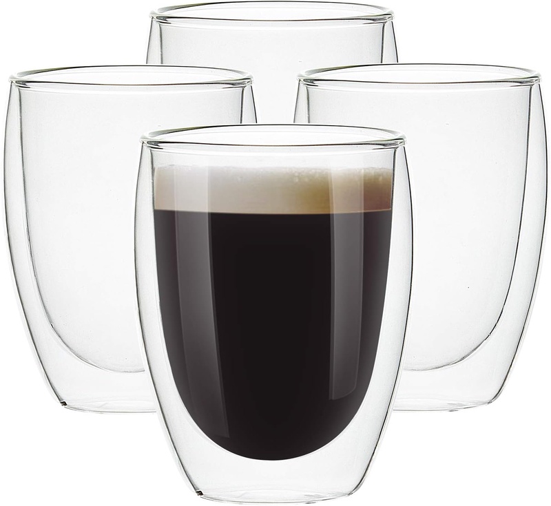 Amazon.com | [4-Pack, 12Oz] Glass Cups, Double Walled Thermo Espresso Glasses, Insulated Coffee Mugs, Drinking Glasses: Espresso Cups