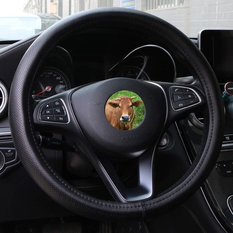 Amazon.com: Black Genuine Leather Steering Wheel Cover Soft Silica Gel Liner 15 Inch for Fusion Altima Etc Most Cars : Automotive