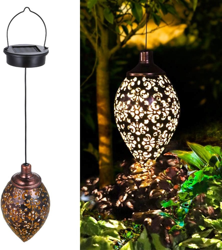 Hanging Solar Lights Tomshine Solar Lantern LED Garden Lights Metal Lamp Waterproof for Outdoor Hanging Decor - - Amazon.com
