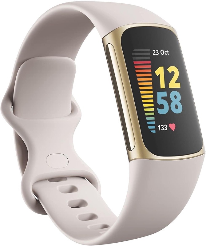 Amazon.com: Fitbit Charge 5 Advanced Fitness & Health Tracker with Built-in GPS, Stress Management Tools, Sleep Tracking, 24/7 Heart Rate and More, Lunar White/Soft Gold, One Size (S &L Bands Included) : Electronics