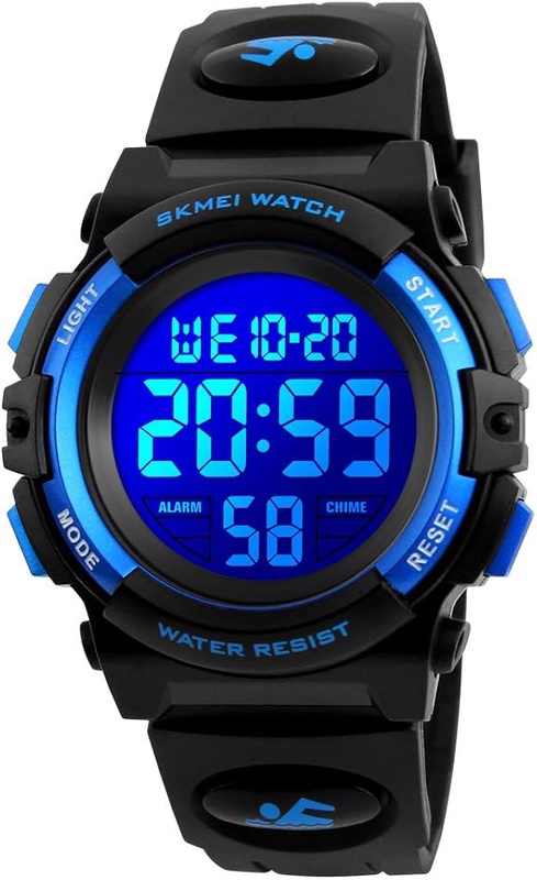 Amazon.com: Kid's Digital Watch Outdoor Sports 50M Waterproof Electronic Watches Alarm Clock 12/24 H Stopwatch Calendar Boy Wristwatch - Black Blue : Clothing, Shoes & Jewelry