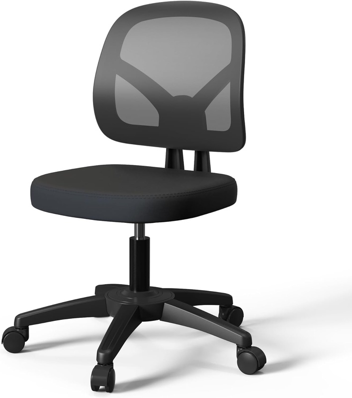 Amazon.com: KOLLIEE Armless Mesh Office Chair Ergonomic Small Desk Chair No Arms Black Swivel Computer Chair with Wheels Task Chair for Small Spaces Mid Back Home Office Chair for Adults and Kids : Home & Kitchen