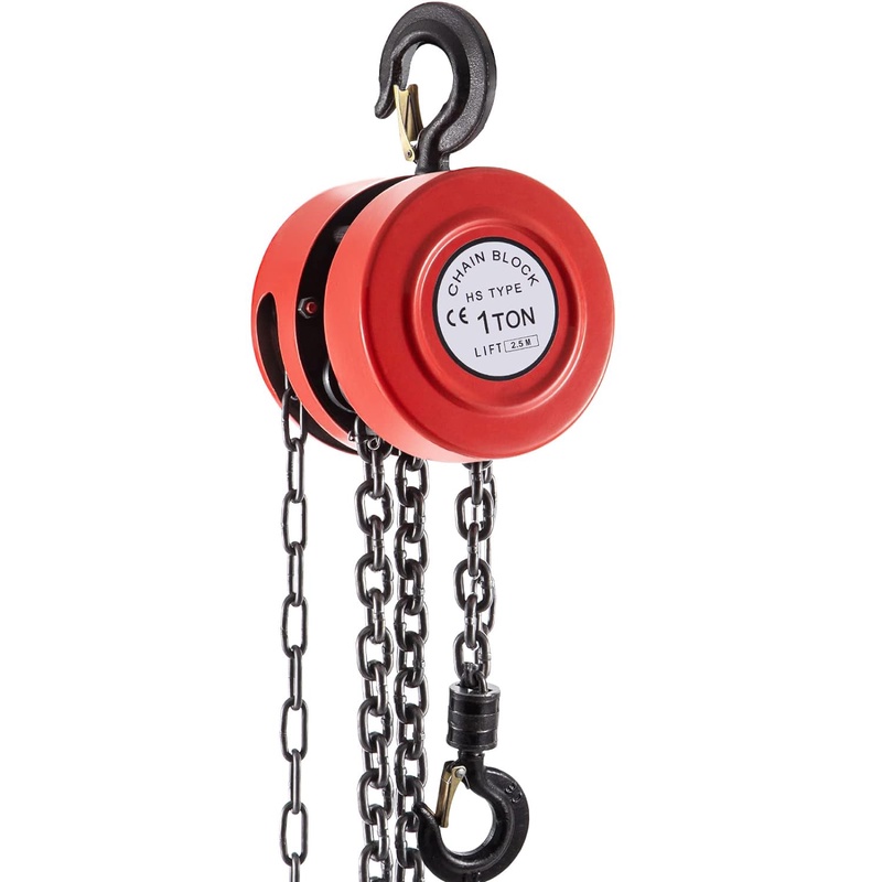 VEVOR Hand Chain Hoist, 2200 lbs /1 Ton Capacity Chain Block, 8ft/2.5m Lift Manual Hand Chain Block, Manual Hoist w/Industrial-Grade Steel Construction for Lifting Good in Transport & Workshop, Red: Amazon.com: Industrial & Scientific