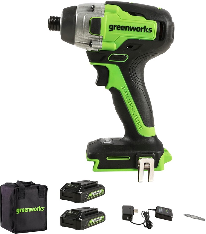 Amazon.com: Greenworks 24V Brushless Impact Driver, (2) USB (Power Bank) Batteries and Charger Included ID24L1520 : Tools & Home Improvement