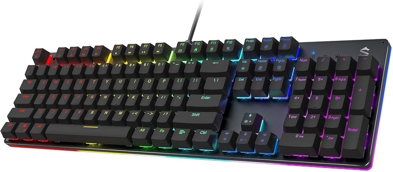 Amazon.com: Black Shark RGB Mechanical Gaming Keyboard LED Backlit Wired Keyboard with Blue Switches, Programmable Macro, Anti-Ghosting 104 Keys for Desktop PC, Sixgill K2 : Video Games