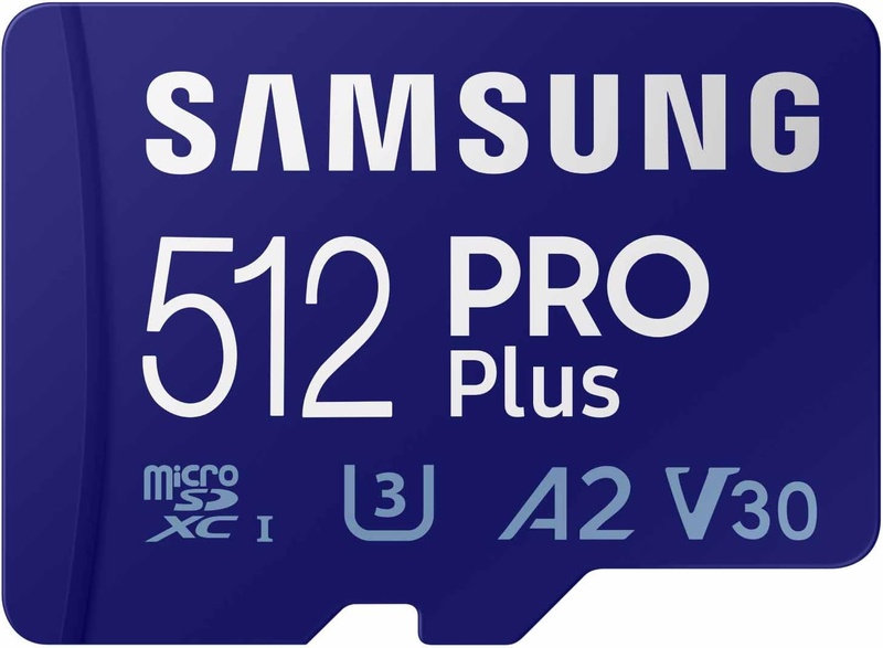 Amazon.com: SAMSUNG PRO Plus microSD Memory Card + Adapter, 512GB microSDXC, Up to 180 MB/s, Full HD & 4K UHD, UHS I, C10, U3, V30, A2, for Android Smartphones, Tablets, GoPRO, and DJI Drone (MB MD512SA/AM) : Electronics