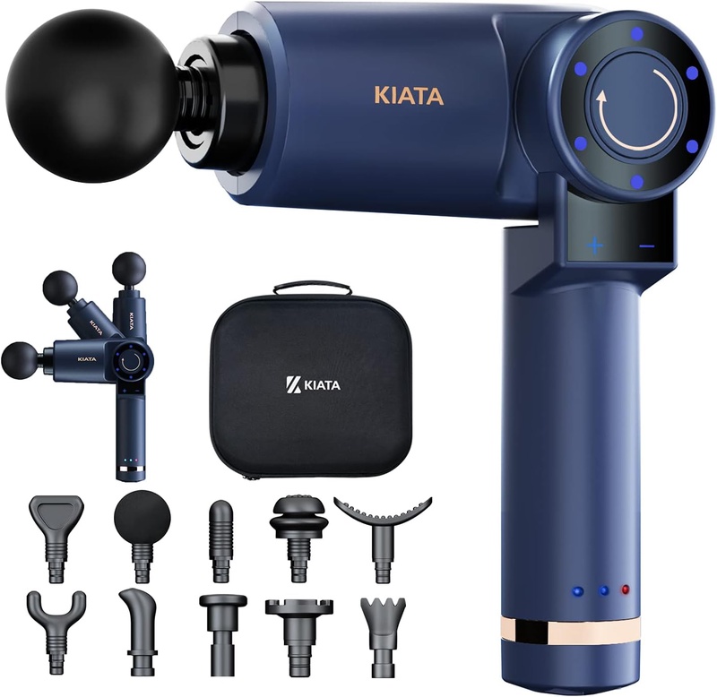 Amazon.com: KIATA Massage Gun Deep Tissue, Professional Muscle Massager, Rotatable Handheld Electric Full Body High-Intensity Percussion Massage Device for Pain Relief Athletes, Brushless 10 Attachments & 6 Speed : Health & Household