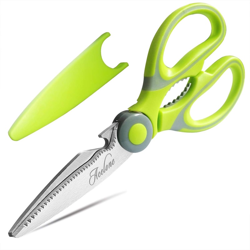 Amazon.com: Kitchen Shears, Acelone Premium Heavy Duty Shears Ultra Sharp Stainless Steel Multi-function Kitchen Scissors for Chicken/Poultry/Fish/Meat/Vegetables/Herbs/BBQ… (Light Green)