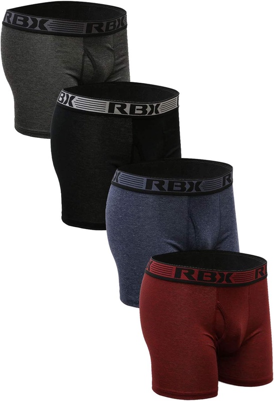 RBX Active Men's Basic Everyday Essentials Cotton Boxer Brief Set 4-Pack Multi 4-Pack M at Amazon Men’s Clothing store