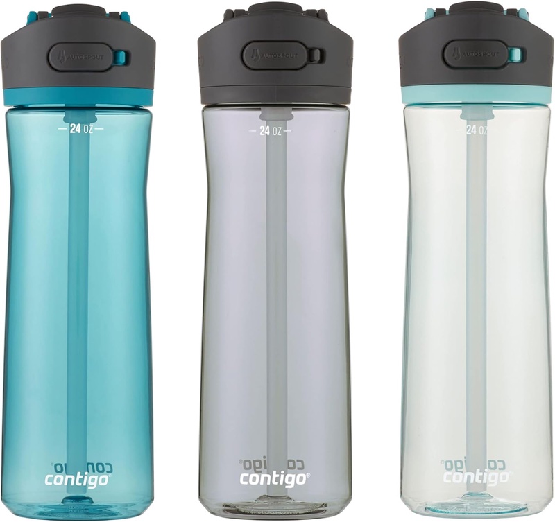Amazon.com: Contigo Ashland 2.0 Water Bottle with AUTOSPOUT Lid | Tritan Water Bottle, 24oz., 3 Pack, Juniper & Sake & Bubble Tea : Sports & Outdoors