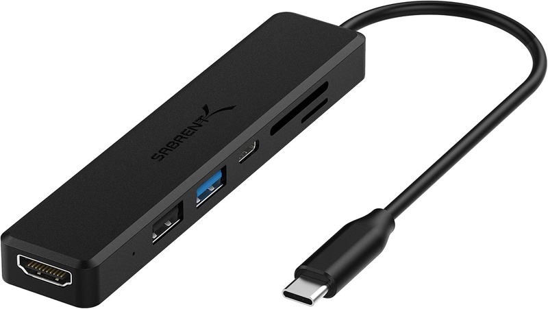 Amazon.com: Sabrent Multi-Port USB Type-C Hub with 4K HDMI | Power Delivery (60 Watts) | 1 USB 3.0 Port | 1 USB 2.0 Port | SD/microSD Card Reader (HB-TC6C): Computers & Accessories